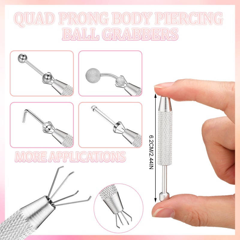 Threlaco Piercing Taper Ball Grabber Tools Kit for Changing Jewelry 14G 16G 18G 20G Stainless Steel Body Piercing Tool for Changing Jewelry Threadless Curved Insertion Pin for Ear Nose Navel Lip Eyebrow - Image 3